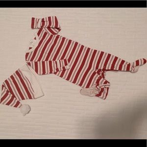 L’ovedbaby Holiday Candy Stripe Footie and Hat Set